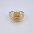 Anillo Sellos Corona Rx 3.5gr / T11 1/2 / Oro Amarillo Circones Blancos 18K $