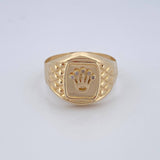 Anillo Sellos Corona Rx 3.5gr / T11 1/2 / Oro Amarillo Circones Blancos 18K $