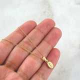 Set Cadena Cubana 1.05gr / 45cm / 0.7mm + Dije Virgen Guadalupe 0.35gr / 1.5cm Cargador Bordeado Oro Amarillo 18K (Oferta) ©