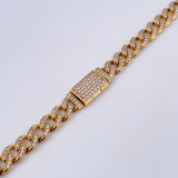 Cadena Cubana 48.35gr / 60.1cm / 7.8mm Broche Cajon Circones Blancos Oro Amarillo Nac.Esp. 18K &