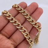 Cadena Cubana 48.35gr / 60.1cm / 7.8mm Broche Cajon Circones Blancos Oro Amarillo Nac.Esp. 18K &