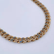 Cadena Cubana 47.1gr / 60.5cm / 7.5mm Broche Cajon Circones Azules Blancos Oro Amarillo Nac.Esp. 18K &