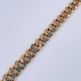 Pulso Cubano 18.8gr / 19.9cm / 7.7mm Broche Cajon Circones Azules Blancos Oro Amarillo Nac.Esp. 18K &