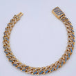 Pulso Cubano 18.8gr / 19.9cm / 7.7mm Broche Cajon Circones Azules Blancos Oro Amarillo Nac.Esp. 18K &