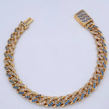 Pulso Cubano 18.8gr / 19.9cm / 7.7mm Broche Cajon Circones Azules Blancos Oro Amarillo Nac.Esp. 18K &