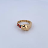 Anillo Pantera Tribal 3.65gr / T7 3/4 / Circones Azules Negros Oro Amarillo 18K &