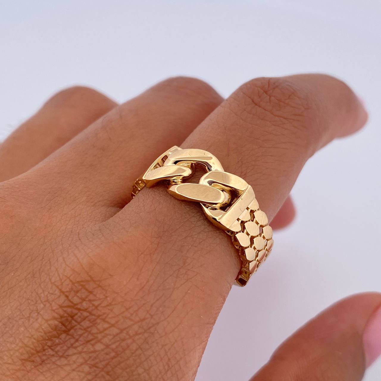 Anillo Cubano 3.45gr / T8 / Liso Oro Amarillo 18K &
