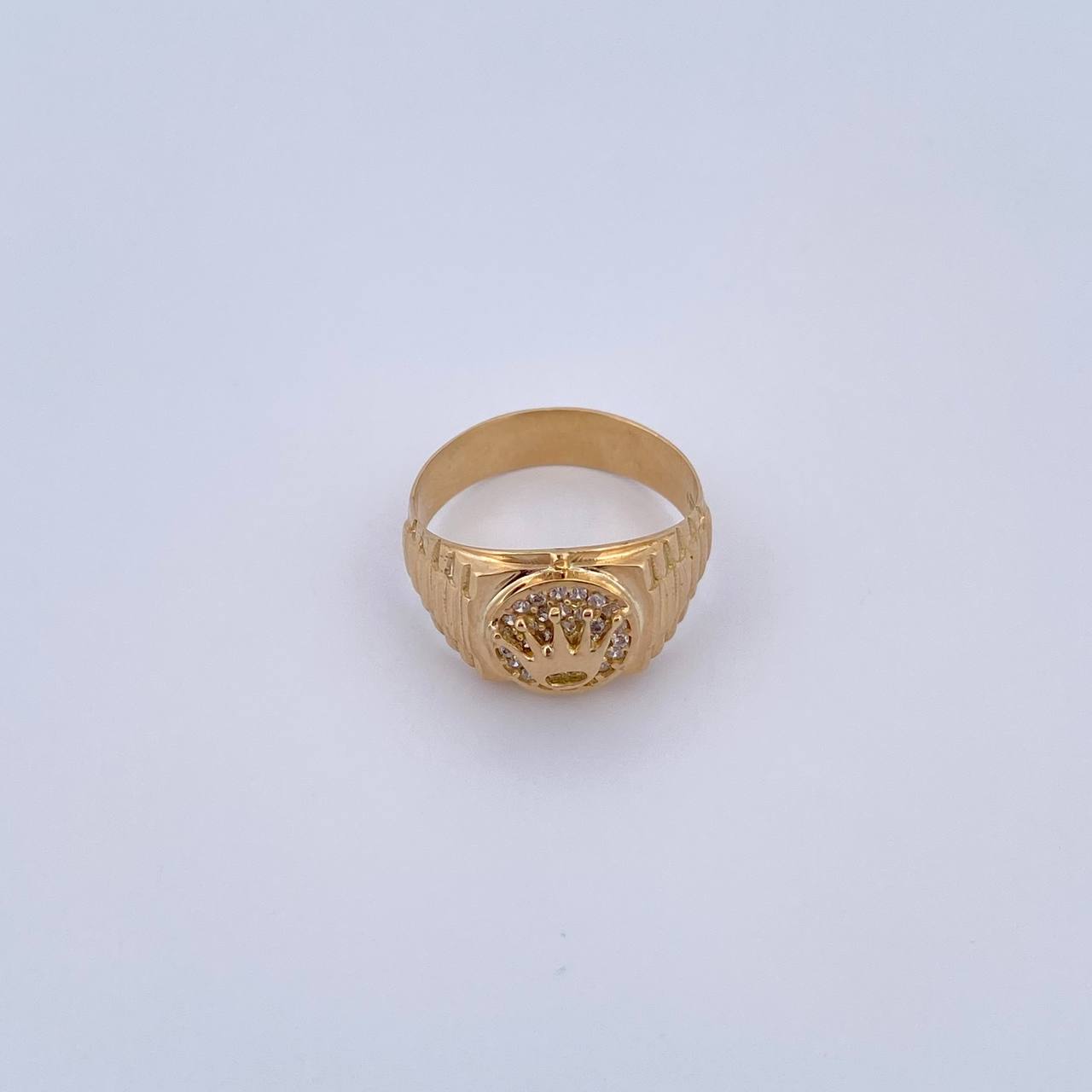 Anillo Correa Corona RX 3.95gr / T6 1/4 / Circones Blancos Oro Amarillo 18K &