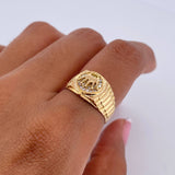 Anillo Correa Corona RX 3.95gr / T6 1/4 / Circones Blancos Oro Amarillo 18K &