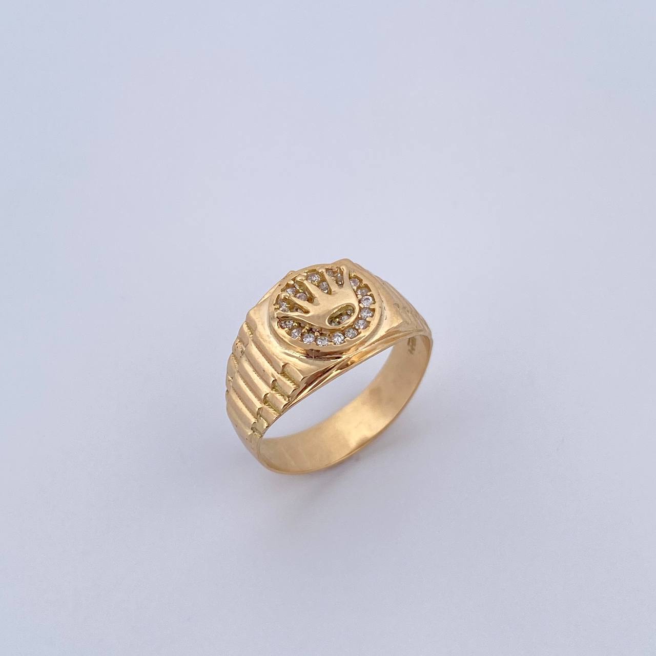 Anillo Correa Corona RX 3.95gr / T6 1/4 / Circones Blancos Oro Amarillo 18K &