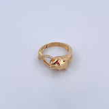 Anillo Pantera Tribal 4.25gr / T7 3/4 / Circones Fucsias Blancos Oro Amarillo 18K &