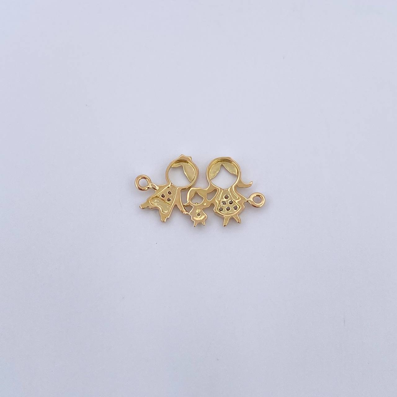 Herraje Familia De Tres 1.15gr / 2cm / Circones Blancos Oro Amarillo 18K &