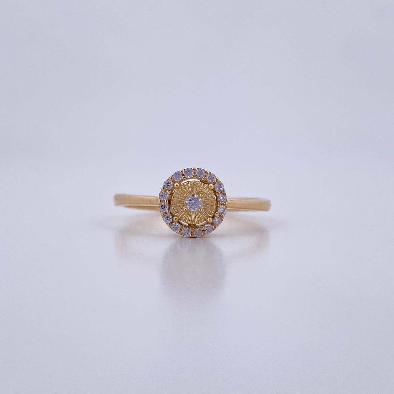 Anillo Circulo 1.75gr / T5 3/4 / Circones Blancos Oro Amarillo 18K &