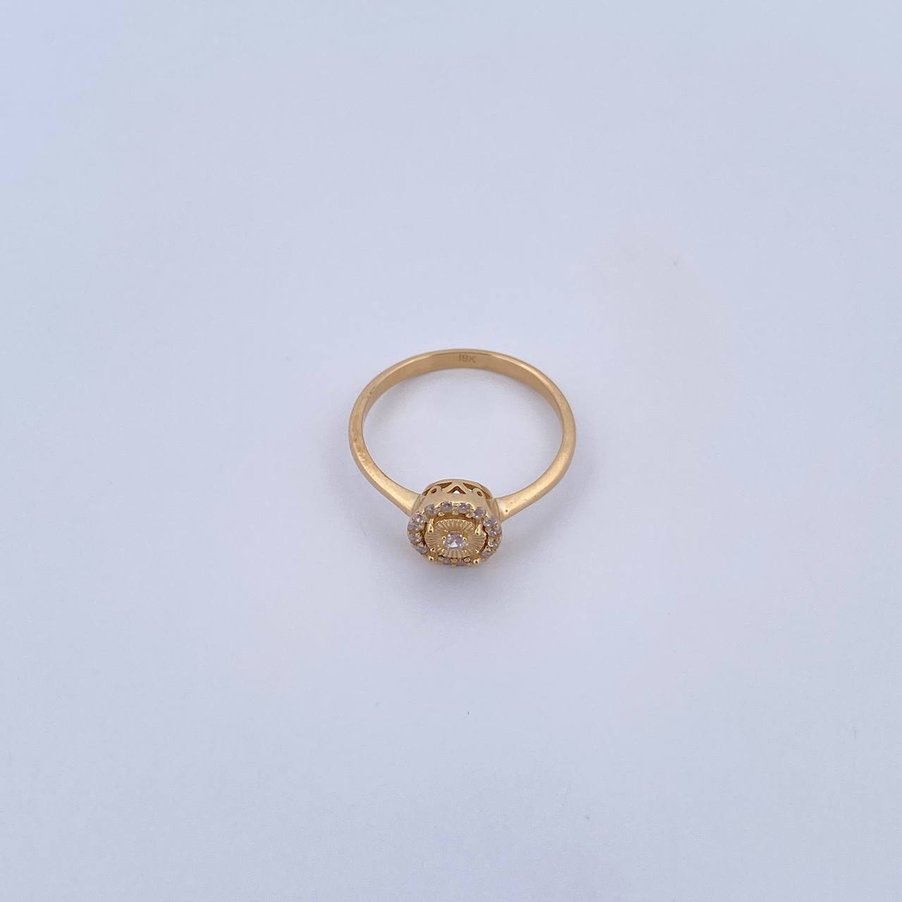 Anillo Circulo 1.75gr / T5 3/4 / Circones Blancos Oro Amarillo 18K &