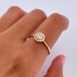 Anillo Circulo 1.8gr / T6 1/2 / Circones Blancos Oro Amarillo 18K &