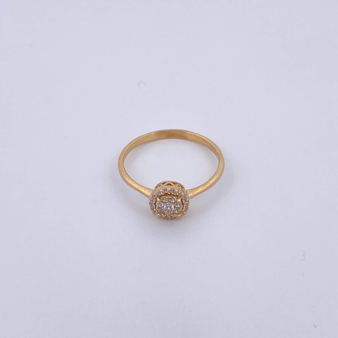 Anillo Circulo 1.8gr / T7 / Circones Blancos Oro Amarillo 18K &