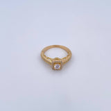 Anillo Solitario Churumbela 3.15gr / T5 1/2 / Cuadro Circones Blancos Oro Amarillo 18K &