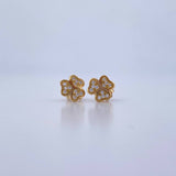 Topos Trebol 1.25gr / Circones Blancos Oro Amarillo 18K &