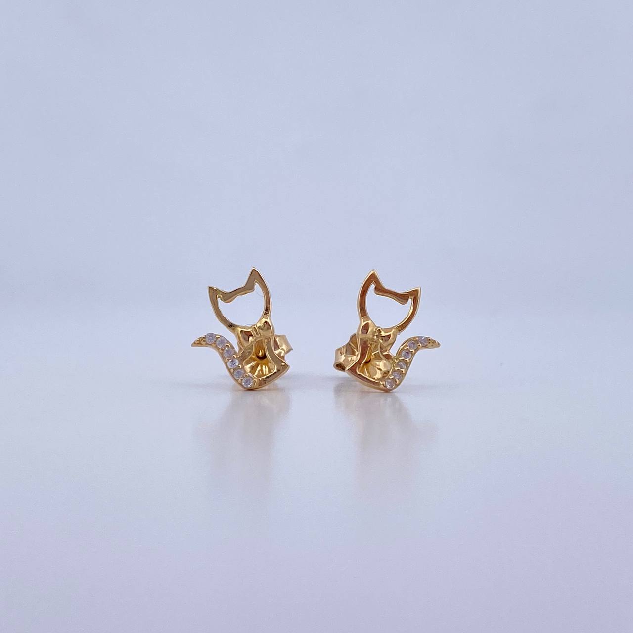 Topos Gato Moño 1.4gr / Circones Blancos Oro Amarillo 18K &