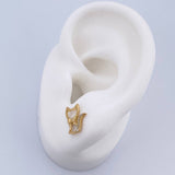 Topos Gato Moño 1.35gr / Circones Blancos Oro Amarillo 18K &