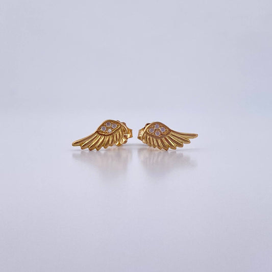 Topos Alas 1.15gr / Circones Blancos Oro Amarillo 18K &