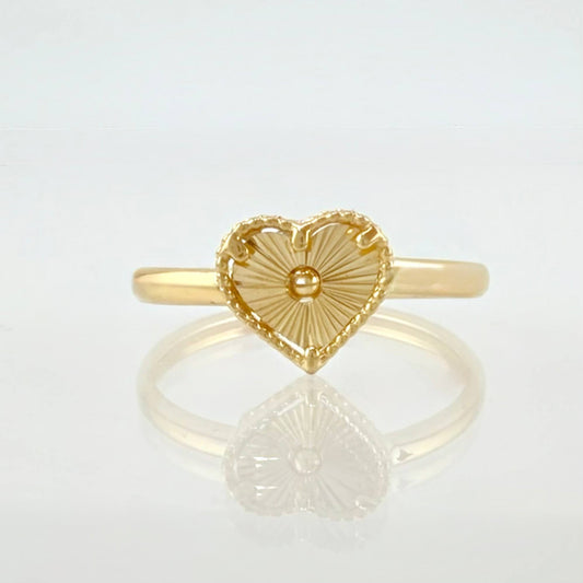 Anillo Corazon Diamantado 1gr / T6 / Oro Amarillo 18K ©