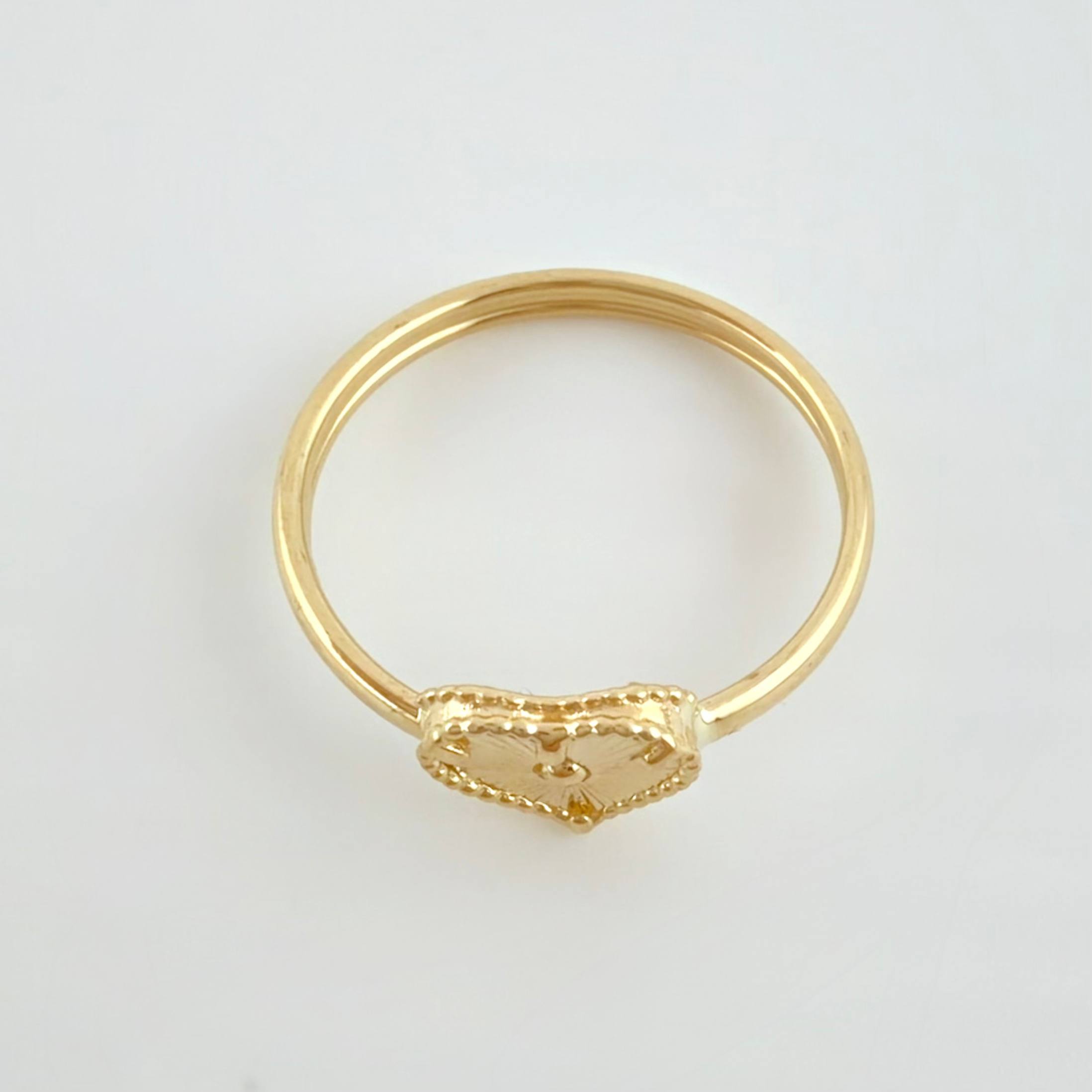 Anillo Corazon Diamantado 1.15gr / T6 3/4 / Oro Amarillo 18K *