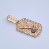 Dije Placa San Miguel Arcangel 7.6gr / 4.4cm / Texturizado Circones Blancos Tres Oros 18K &