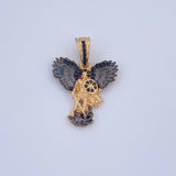 Dije San Miguel Arcangel 4.6gr / 2.9cm / Circones Negros Dos Oros Negro Amarillo 18K &
