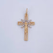 Dije Cruz Cristo 2.4gr / 3.5cm / Timon Circones Blancos Dos Oros Amarillo Blanco 18K &