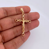 Dije Cruz Cristo 3.75gr / 4.3cm / Circones Blancos Oro Amarillo 18K &