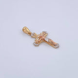 Dije Cruz Cristo 2.35gr / 3.3cm / Timon Circones Blancos Tres Oros 18K &