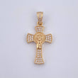 Dije Cruz Rostro Jesus 3.05gr / 3.2cm / Circones Blancos Oro Amarillo 18K &