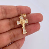 Dije Cruz Rostro Jesus 3.05gr / 3.2cm / Circones Blancos Oro Amarillo 18K &