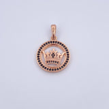 Dije Medalla Corona RX 5.05gr / 3cm / Circones Negros  Oro Rosa 18K &