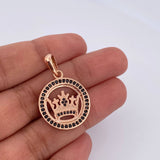 Dije Medalla Corona RX 5.05gr / 3cm / Circones Negros  Oro Rosa 18K &