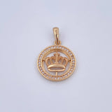 Dije Medalla Corona Real 5.55gr / 3cm / Circones Blancos Oro Amarillo 18K &
