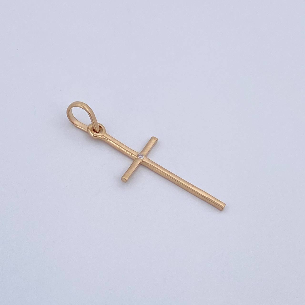 Dije Cruz 0.5gr / 2.6cm / Circon Blanco Oro Amarillo 18K &
