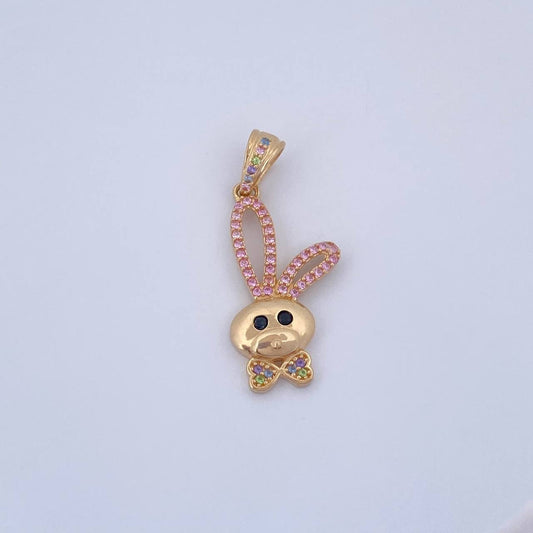 Dije Conejo 2.4gr / 3.1cm / Circones De Colores Oro Amarillo 18K &