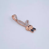 Dije Conejo 2.2gr / 3cm / Circones Negros Blancos Tres Oros 18K &