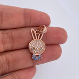 Dije Conejo 2.2gr / 2.8cm / Circones Azules Blancos Oro Rosa 18K &