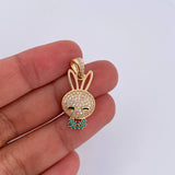 Dije Conejo 2.3gr / 2.8cm / Circones Verdes Blancos Oro Amarillo 18K &