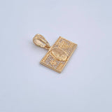 Dije One Dólar 3.65gr / 2.5cm / Circones Blancos Oro Amarillo 18K &