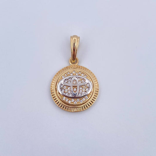 Dije Emblema TY 3.9gr / 2.8cm / Circones Blancos Dos Oros Amarillo Blanco 18K &