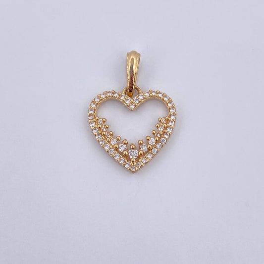 Dije Silueta Corazon 1.5gr / 2.2cm / Circones Blancos Oro Amarillo 18K &