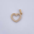 Dije Silueta Corazon 1.2gr / 2.2cm / Circones Blancos Oro Amarillo 18K &