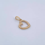 Dije Silueta Corazon 1.2gr / 2.2cm / Circones Blancos Oro Amarillo 18K &
