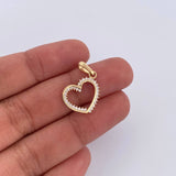 Dije Silueta Corazon 1.2gr / 2.2cm / Circones Blancos Oro Amarillo 18K &