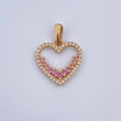 Dije Silueta Corazon 1.4gr / 2cm / Circones Lilas Blancos Oro Amarillo 18K &