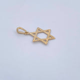 Dije Estrella De David 0.7gr / 2.6cm / Diamantada Oro Amarillo 18K &